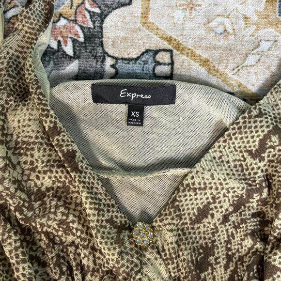 Vintage Express Tank Tops Y2k Snake Print Date Night Ruched Lot of Two Tanks XS - Picture 10 of 16